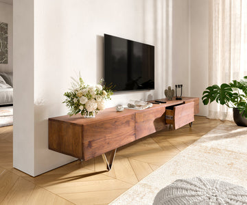 TV Stand Wyatt 220cm Acacia Wood Brown V-Feet