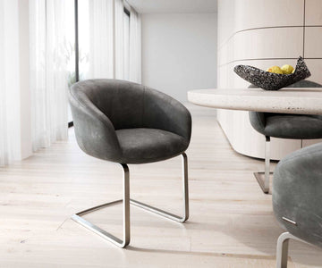 Dining Chair Vinka Microfiber Anthracite Vintage Cantilever Flat Base Silver Pocket Springs