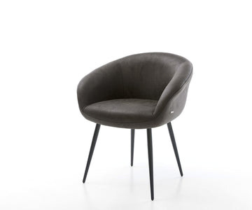 Dining Chair Vinka Microfiber Anthracite Vintage 4 Legs Base Black Pocket Springs