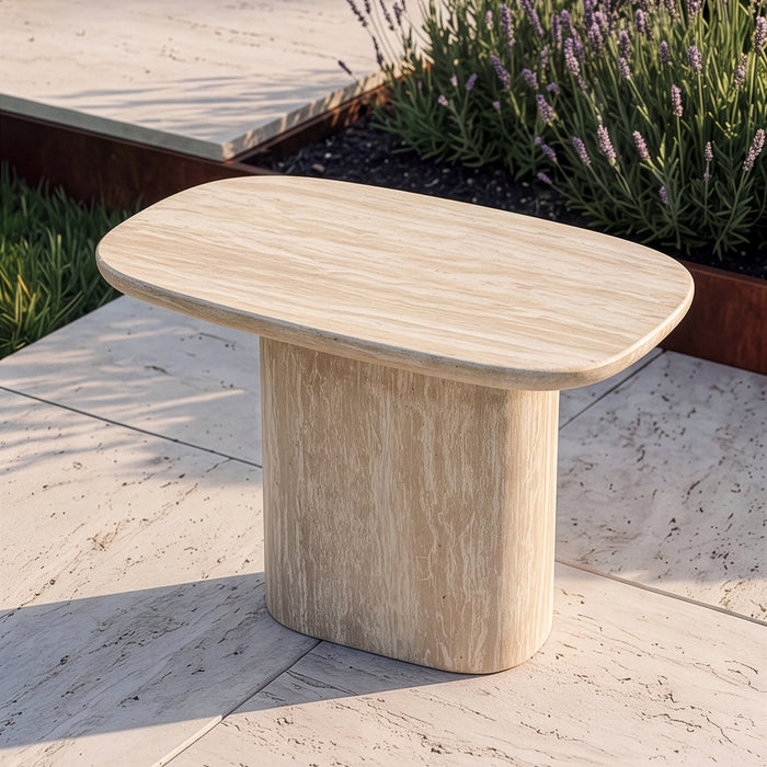 Monte Carlo Small Side Table in Travertine