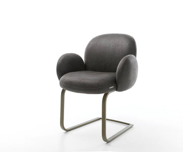 Dining Chair Nube Microfiber Anthracite Vintage Cantilever Flat Base Titanium Pocket Springs