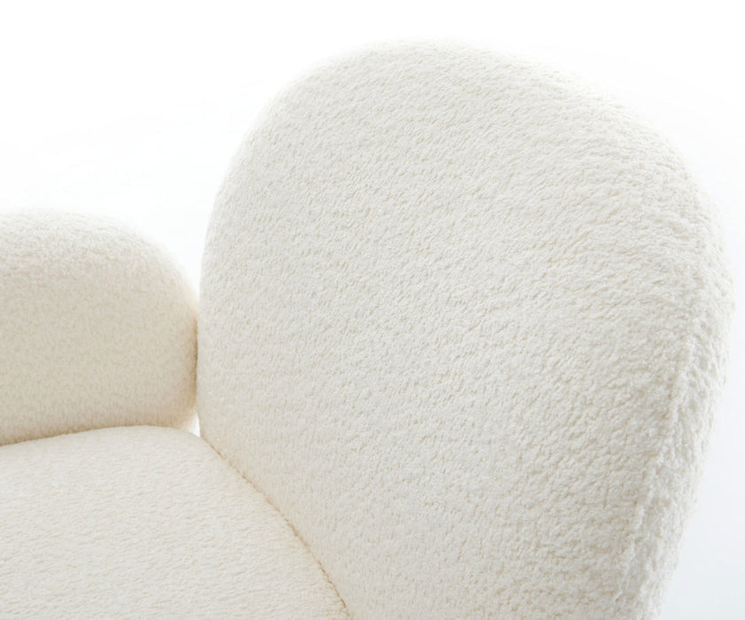 Dining Chair Nube Bouclé White 4 Legs Base Black Pocket Springs