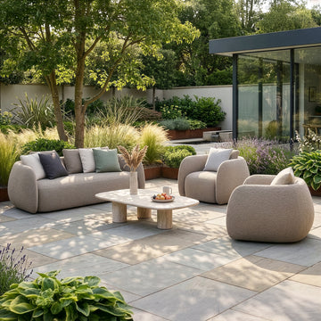 Outdoor Fabric Monte Carlo 3 Seat Sofa Set - Greige Boucle