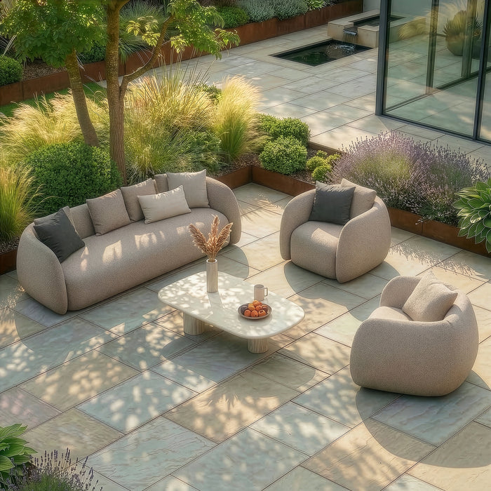 Outdoor Fabric Monte Carlo 4 Seat Sofa Set - Greige Boucle