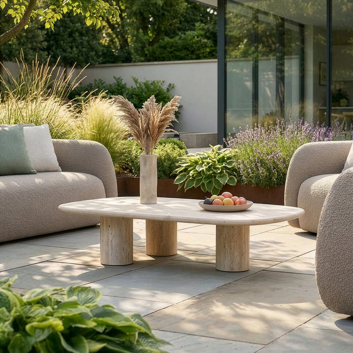 Outdoor Fabric Monte Carlo 4 Seat Sofa Set - Greige Boucle
