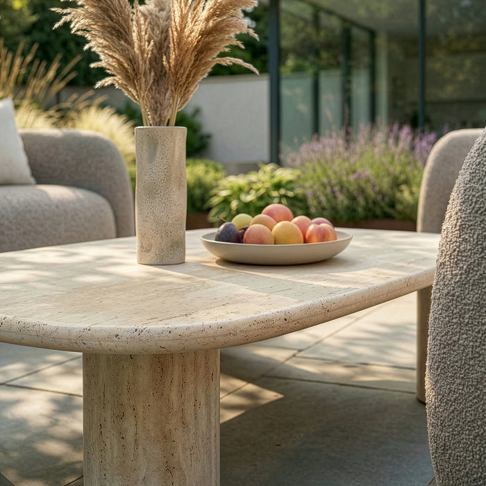 Outdoor Fabric Monte Carlo Large Corner Sofa Set with Armchair - Greige Boucle