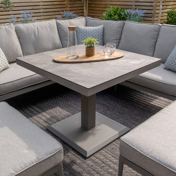 Florence Rope Weave Corner Dining Set with Square Rising Table & 2 Stools