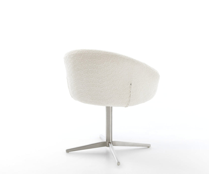 Dining Chair Vinka Bouclé White Star Base 360° Swivel Silver Pocket Springs
