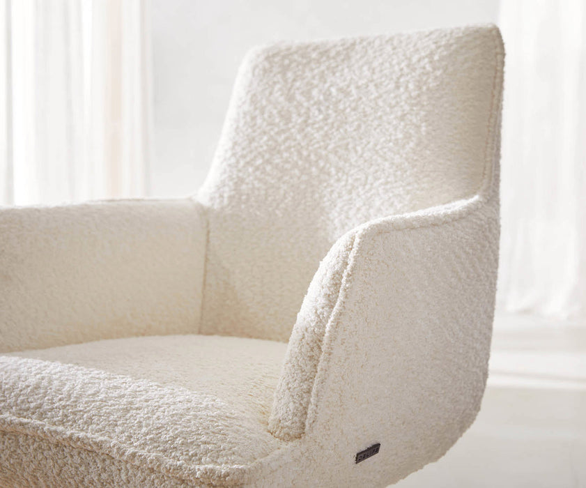 Dining Chair Heira Bouclé White Sled Base Black Pocket Springs