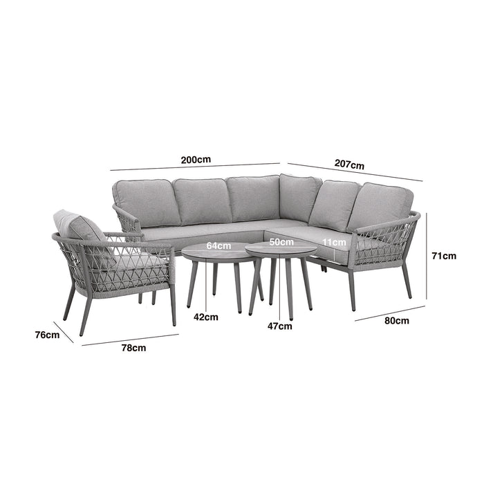 Monaco Rope Weave Small Square Corner with Armchair