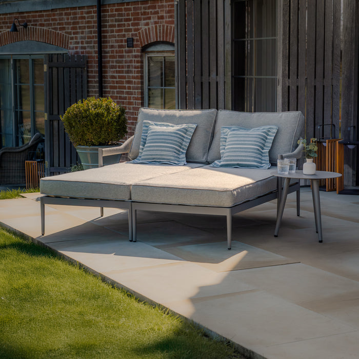Florence Rope Weave Double Sunloungers with Round Coffee Table