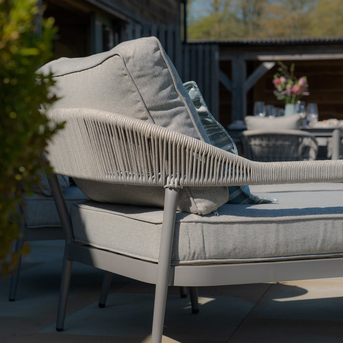 Florence Rope Weave Double Sunloungers with Round Coffee Table