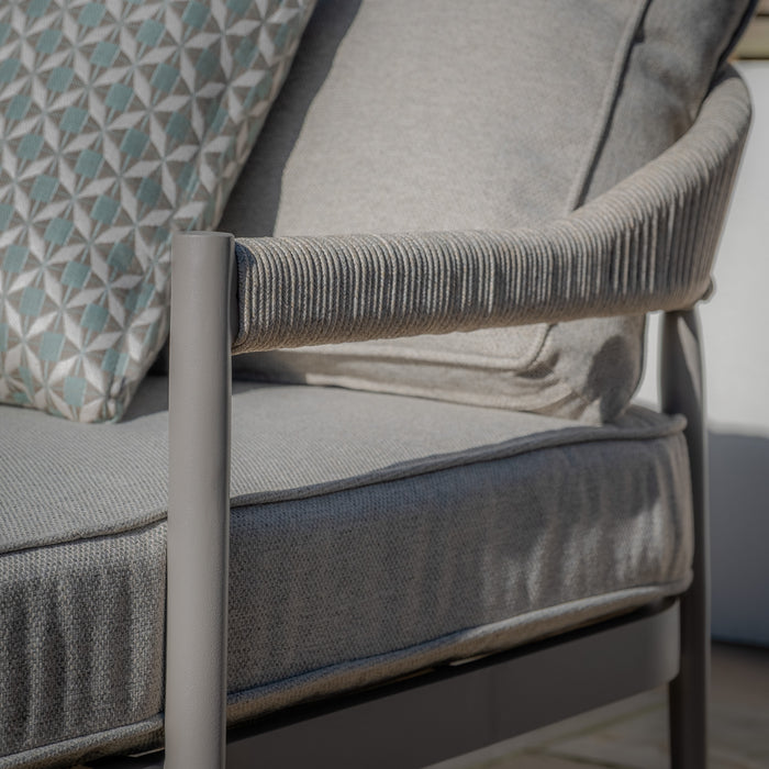 Florence Rope Weave Double Sunloungers with Round Coffee Table