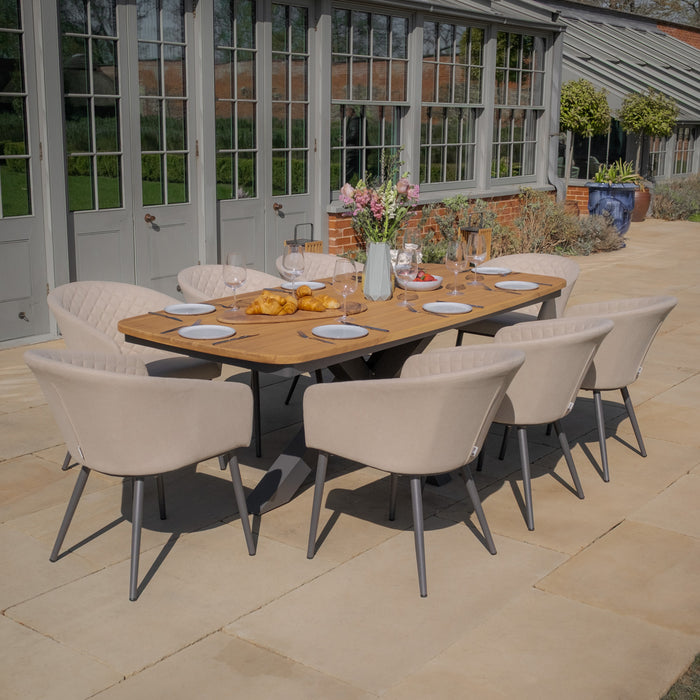 Jakarta Teak Oval Dining Table with 8 Ambition Oatmeal Dining Chairs