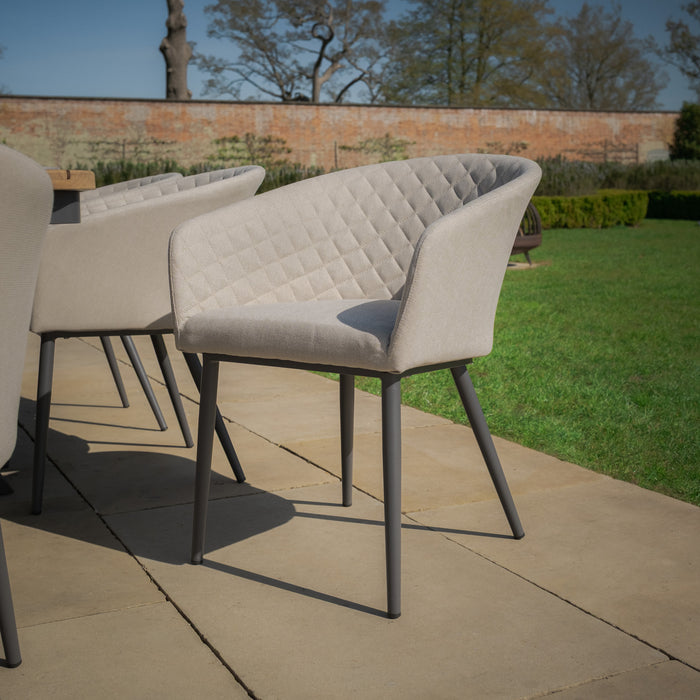 Jakarta Teak Oval Dining Table with 8 Ambition Oatmeal Dining Chairs