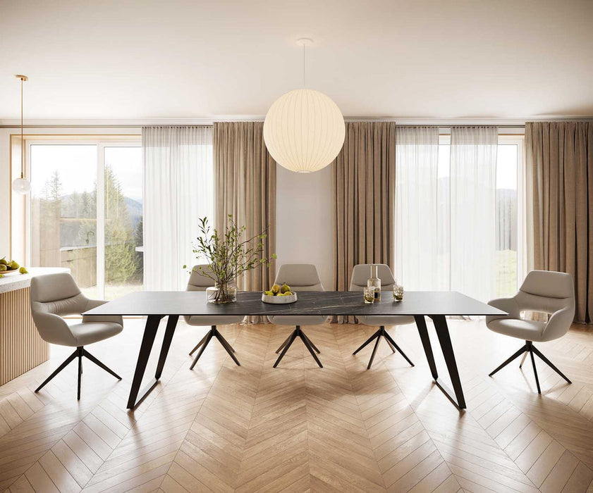 Dining Table Aurora 300cm Ceramic Noir Desir Brown Slanted Frame Black