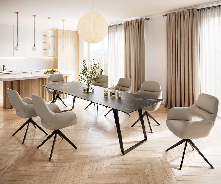 Dining Table Aurora 300cm Ceramic Noir Desir Brown Slanted Frame Black