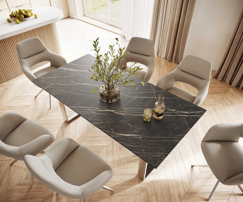 Dining Table Aurora 200cm Ceramic Noir Desir Brown Square Frame Slim Steel
