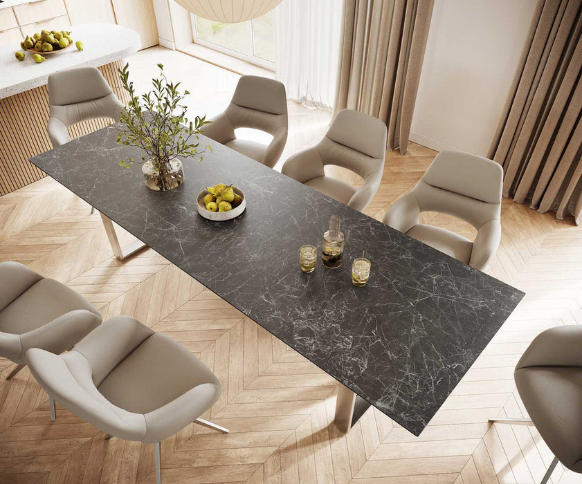 Dining Table Aurora 300cm Ceramic Nero Greco Anthracite Square Frame Slim Steel