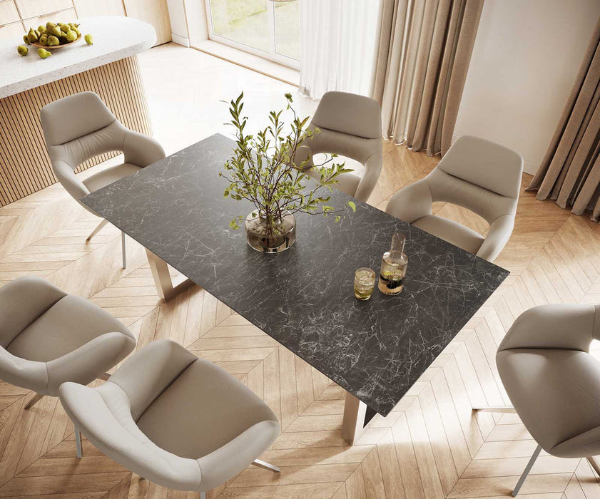 Dining Table Aurora 200cm Ceramic Nero Greco Anthracite Square Frame Steel