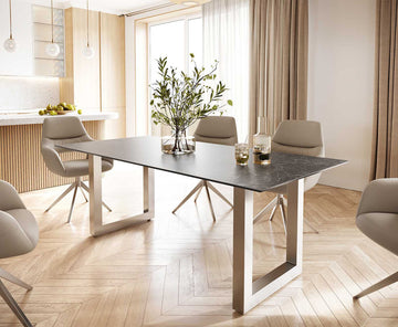 Dining Table Aurora 200cm Ceramic Nero Greco Anthracite Square Frame Steel