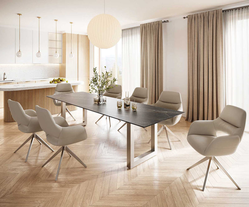 Dining Table Aurora 300cm Ceramic Noir Desir Brown Square Frame Steel
