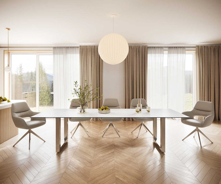 Dining Table Aurora 300cm Ceramic Statuarietto White Square Frame Steel