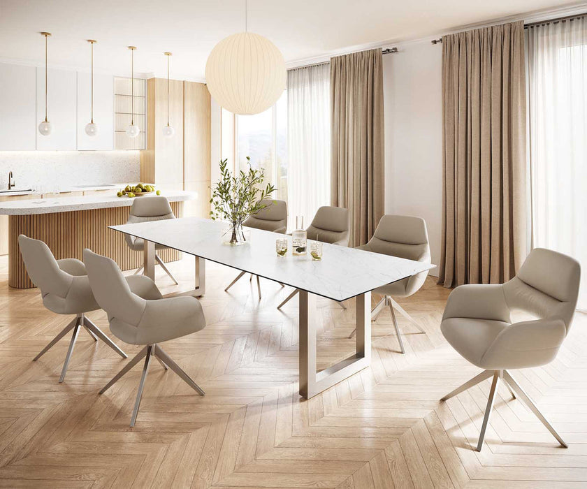 Dining Table Aurora 300cm Ceramic Statuarietto White Square Frame Steel