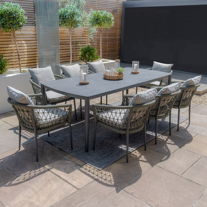 Monaco Rope Weave 8 Seat Rectangular Dining Set