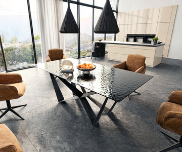 Dining Table Aurora 200x100cm Glass Black Spider Frame Black