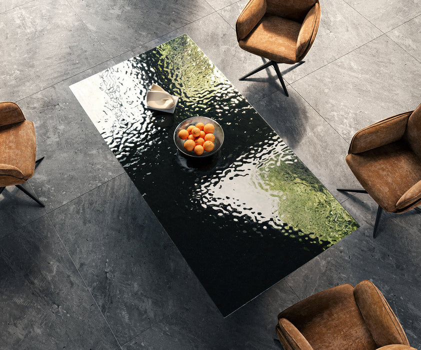 Dining Table Aurora 200x100cm Glass Black Spider Frame Black