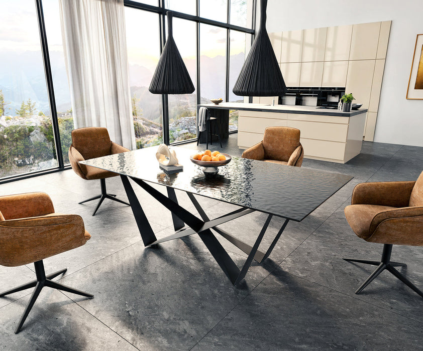 Dining Table Aurora 200x100cm Glass Black Spider Frame Black