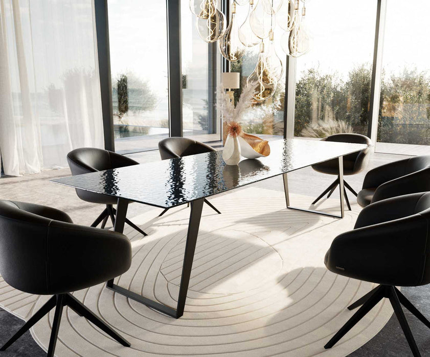 Dining Table Aurora 300x100cm Glass Black Slanted Frame Black