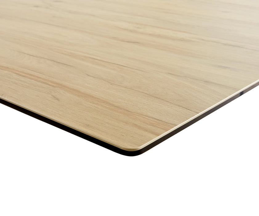 Extendable Dining Table Aurora 180-220cm Ceramic Sabbia Oak Look Cross Frame Black