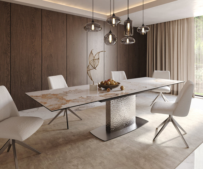Extendable Dining Table Aurora 200-300cm Ceramic Minas Melange Beige Central Frame Steel