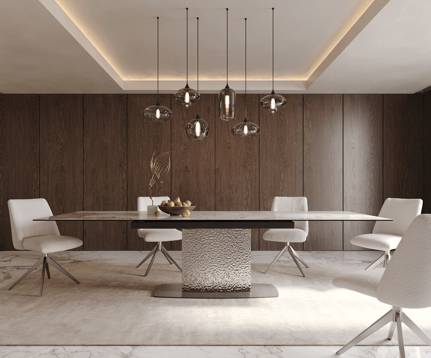 Extendable Dining Table Aurora 200-300cm Ceramic Minas Melange Beige Central Frame Steel