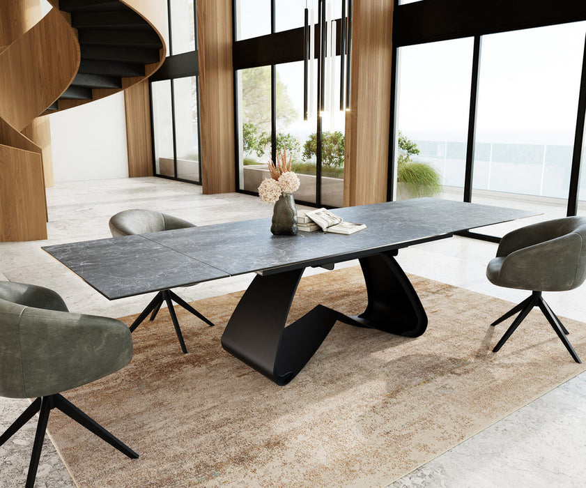 Extendable Dining Table Aurora 200-300cm Ceramic Nero Greco Anthracite W-Frame Black