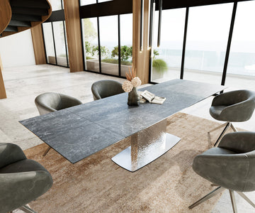 Extendable Dining Table Aurora 200-300cm Ceramic Nero Greco Anthracite Central Frame Steel