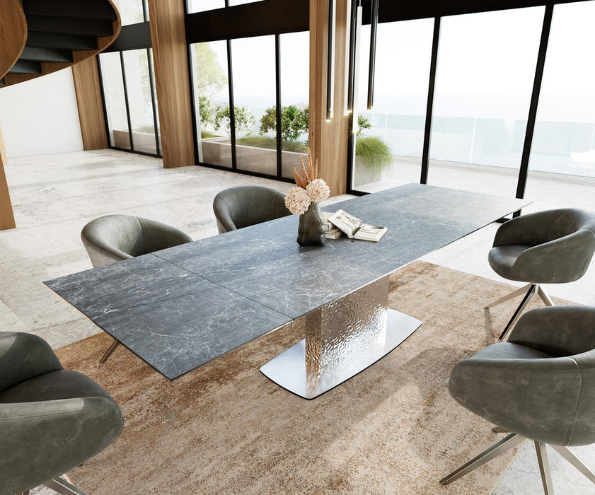 Extendable Dining Table Aurora 200-300cm Ceramic Nero Greco Anthracite Central Frame Steel