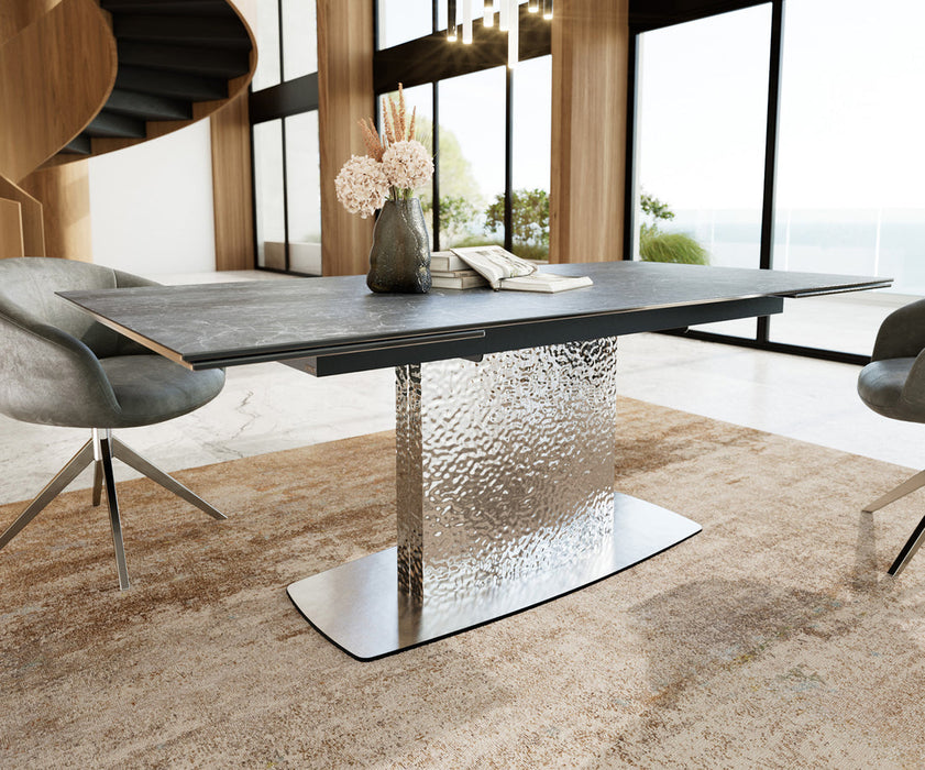 Extendable Dining Table Aurora 200-300cm Ceramic Nero Greco Anthracite Central Frame Steel