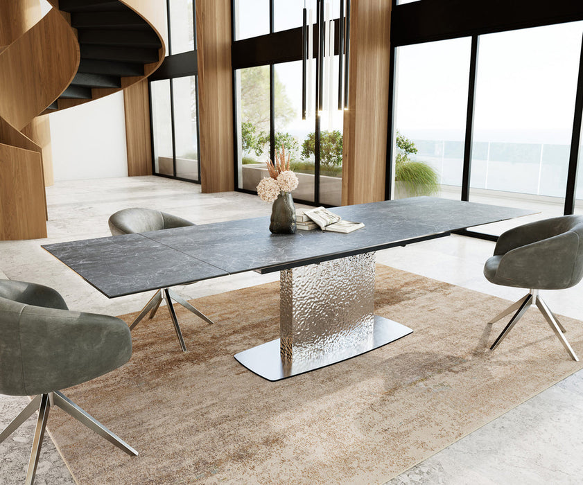 Extendable Dining Table Aurora 200-300cm Ceramic Nero Greco Anthracite Central Frame Steel