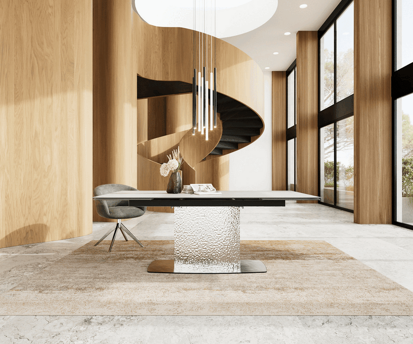 Extendable Dining Table Aurora 200-300cm Ceramic Statuarietto White Central Frame Steel