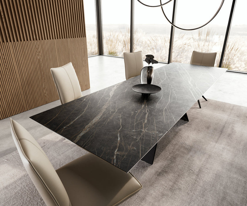 Extendable Dining Table Aurora 200-300cm Ceramic Noir Desir Brown V-Frame Black