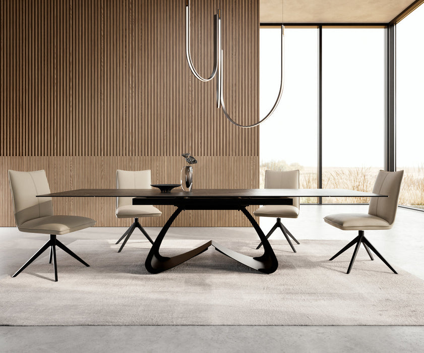 Extendable Dining Table Aurora 200-300cm Ceramic Noir Desir Brown W-Frame Black