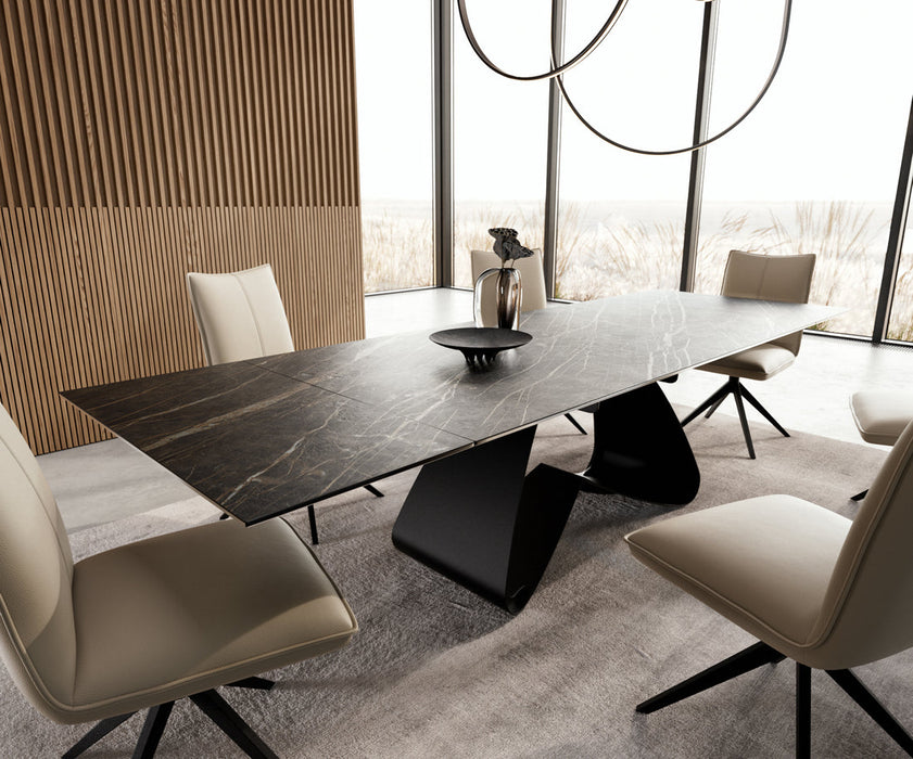 Extendable Dining Table Aurora 200-300cm Ceramic Noir Desir Brown W-Frame Black