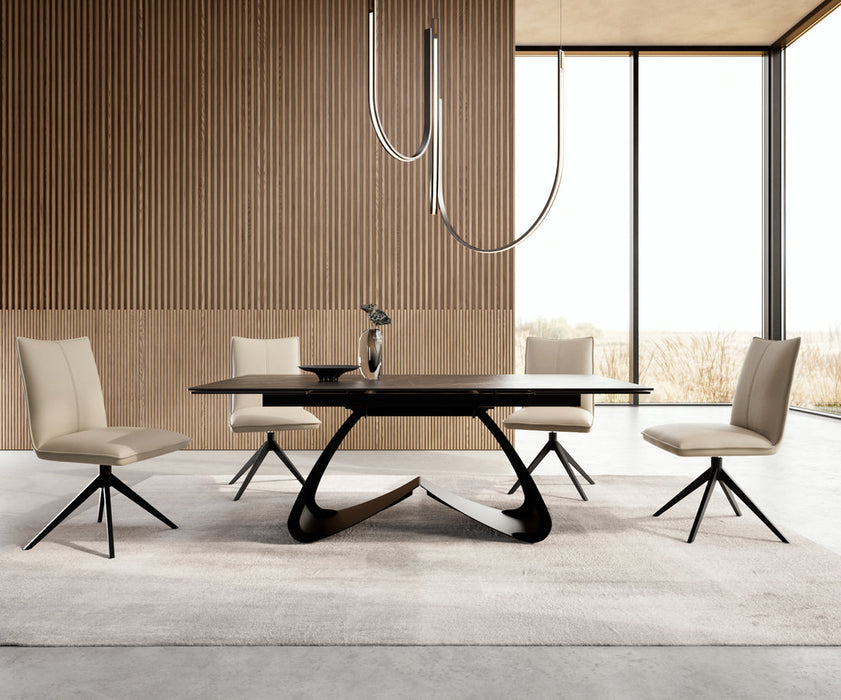 Extendable Dining Table Aurora 200-300cm Ceramic Noir Desir Brown W-Frame Black