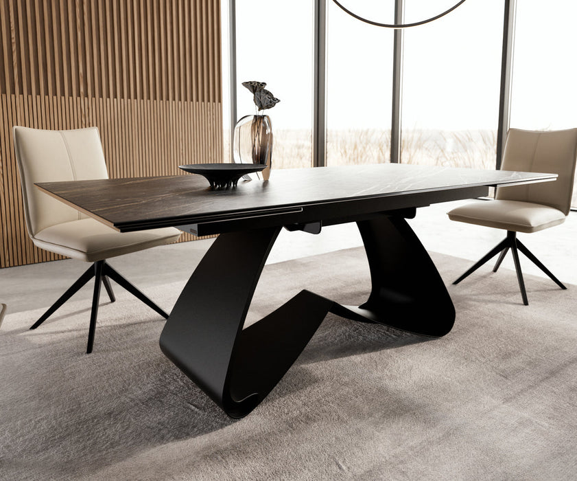 Extendable Dining Table Aurora 200-300cm Ceramic Noir Desir Brown W-Frame Black