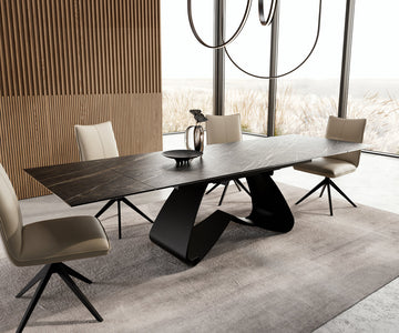 Extendable Dining Table Aurora 200-300cm Ceramic Noir Desir Brown W-Frame Black