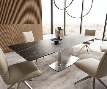 Extendable Dining Table Aurora 200-300cm Ceramic Noir Desir Brown Central Frame Steel