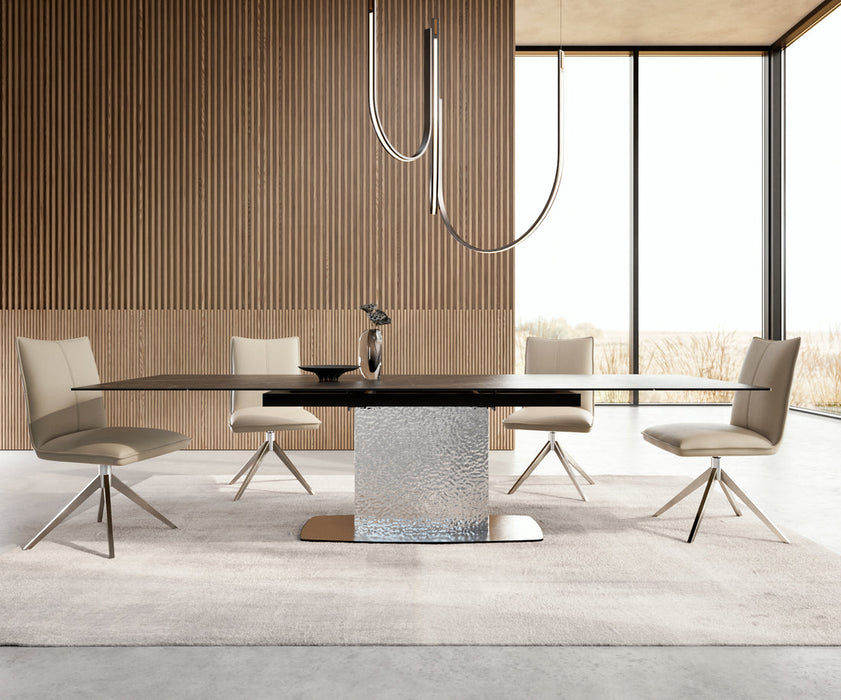 Extendable Dining Table Aurora 200-300cm Ceramic Noir Desir Brown Central Frame Steel